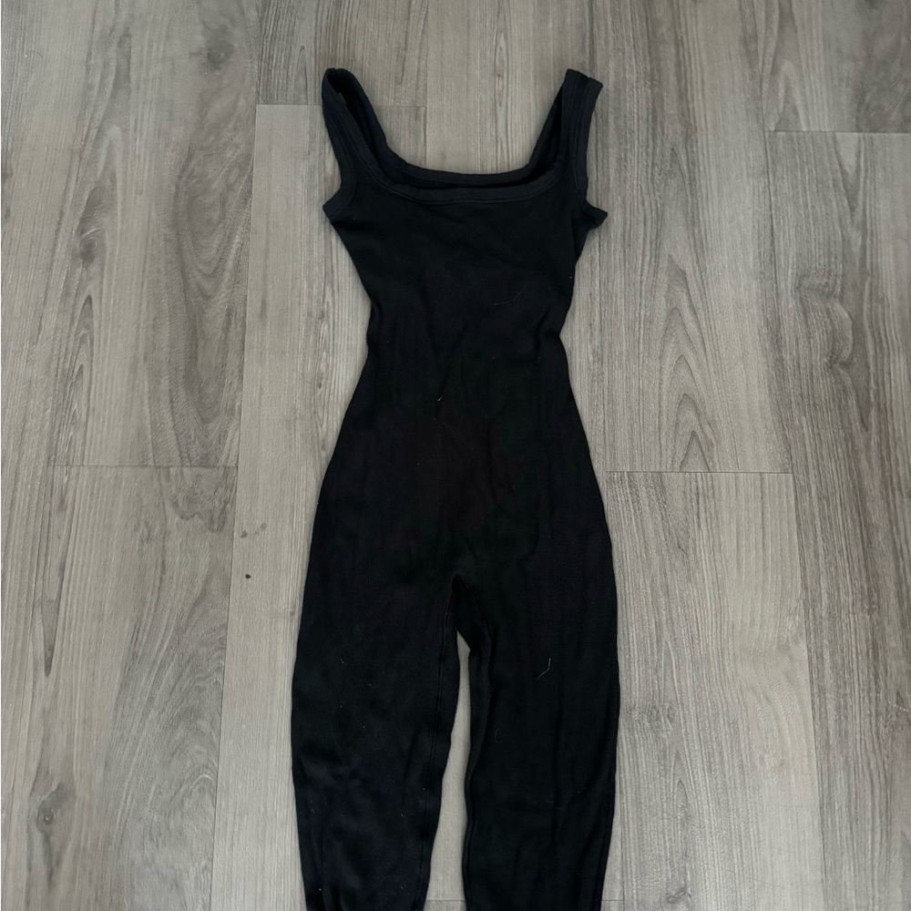 SKIMS Black Sleeveless Ribbed Jumpsuit